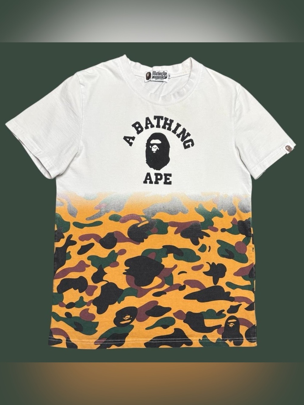 A Bathing Ape Bape Gradient Camo College T Shirt White